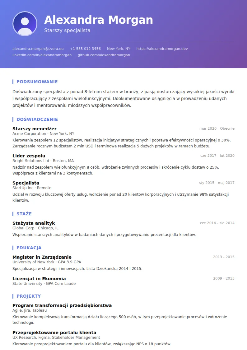 Szablon CV Gradient