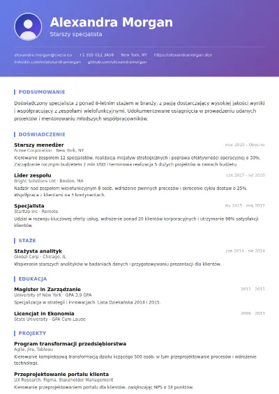 Szablon CV Gradient