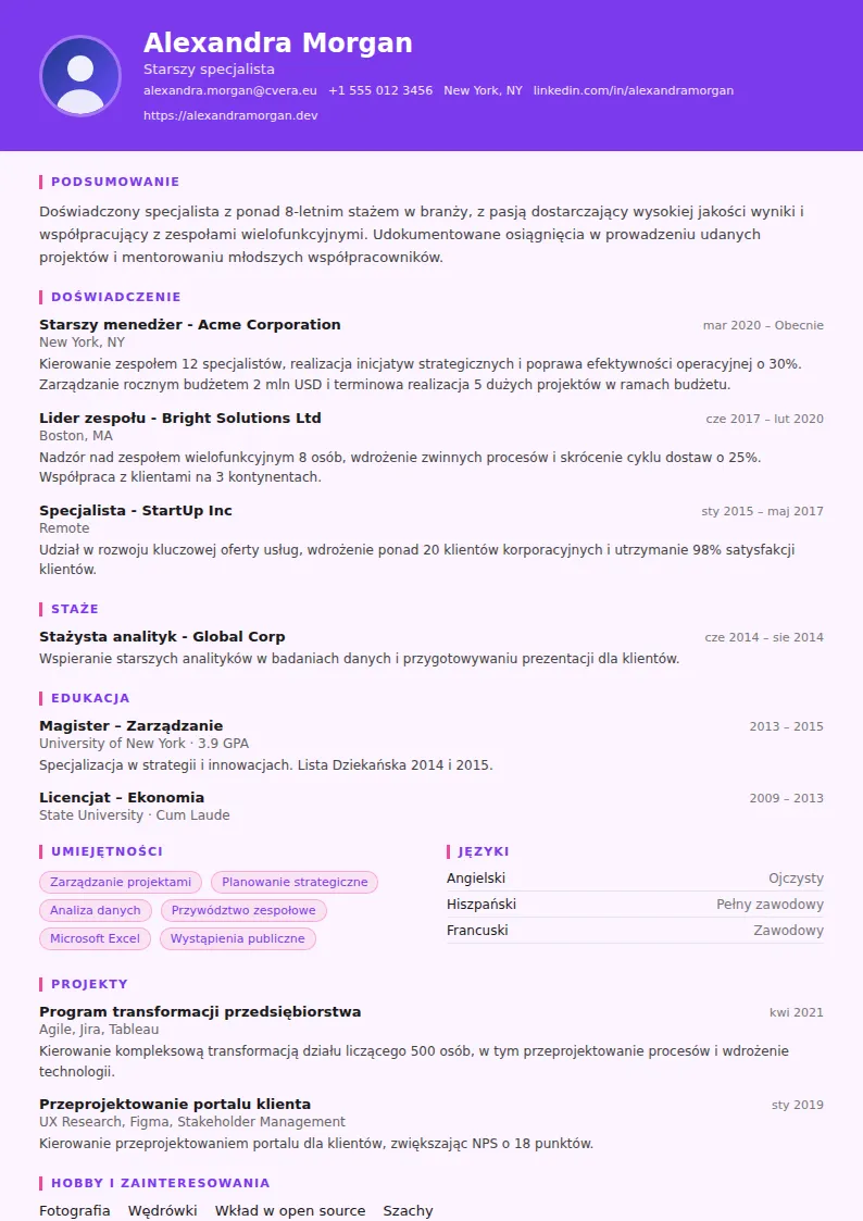 Szablon CV Graphic Designer