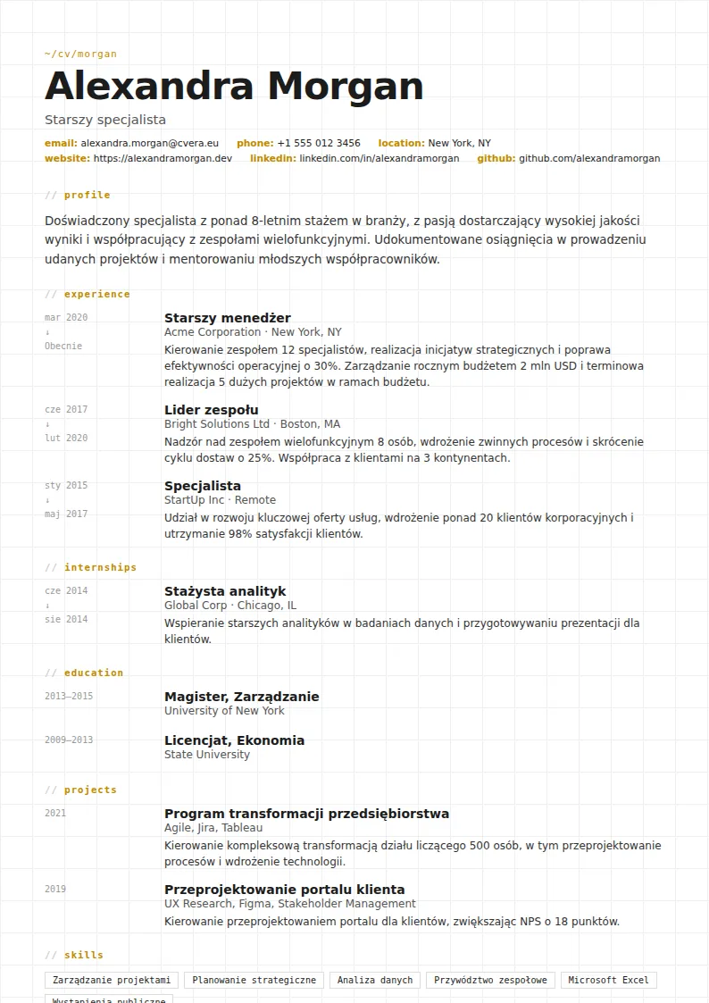 Szablon CV Gridline