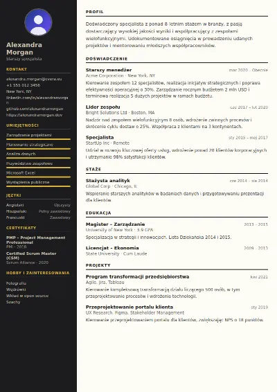 Szablon CV Hotel Manager