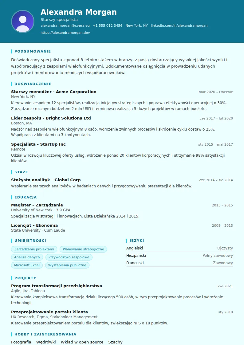 Szablon CV IT Support