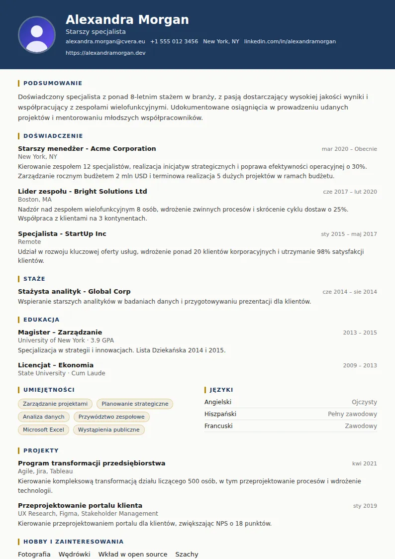 Szablon CV Legal