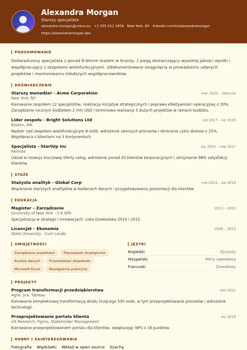 Szablon CV Librarian