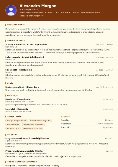 Szablon CV Librarian