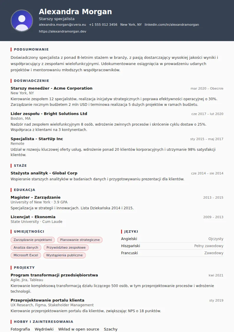 Szablon CV Mechanic