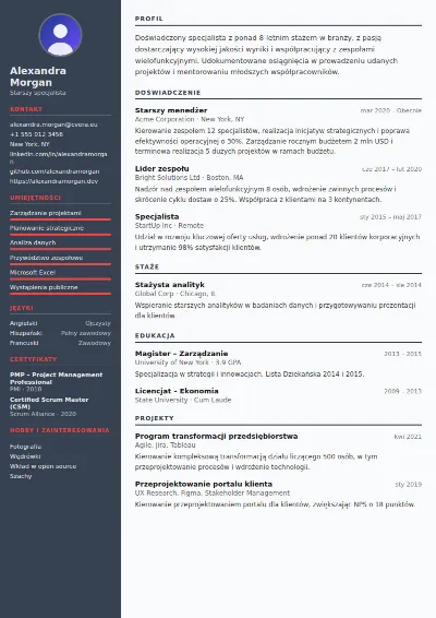 Szablon CV Mechanical Engineer