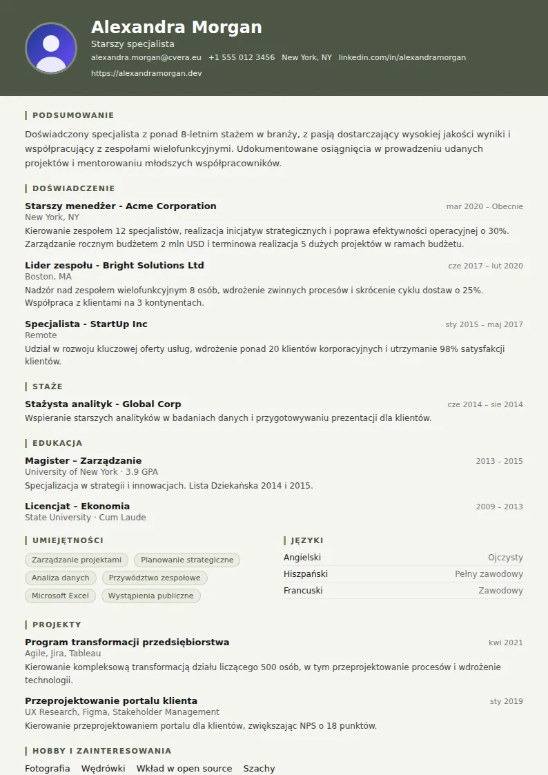 Szablon CV Military