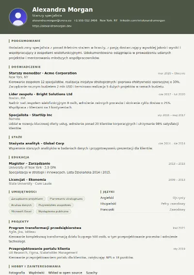 Szablon CV Military
