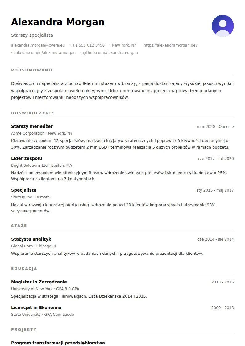Szablon CV Minimalist