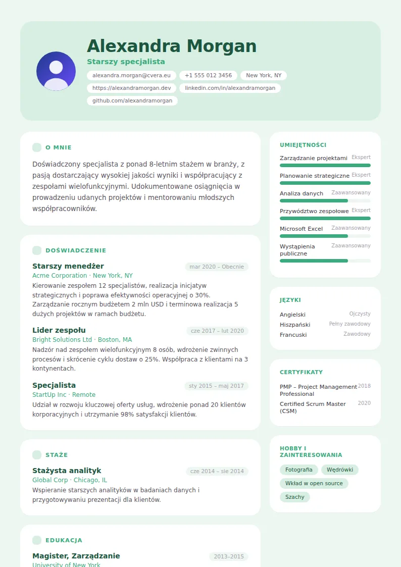 Szablon CV Mint