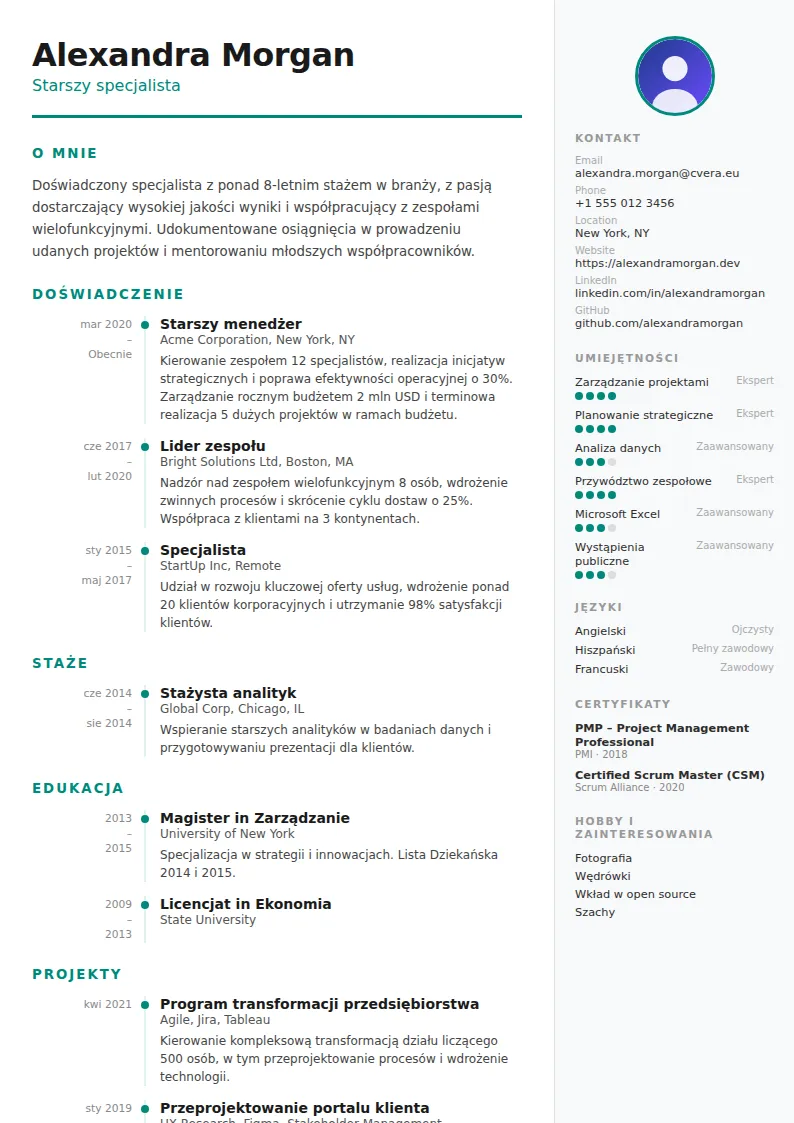 Szablon CV Modern