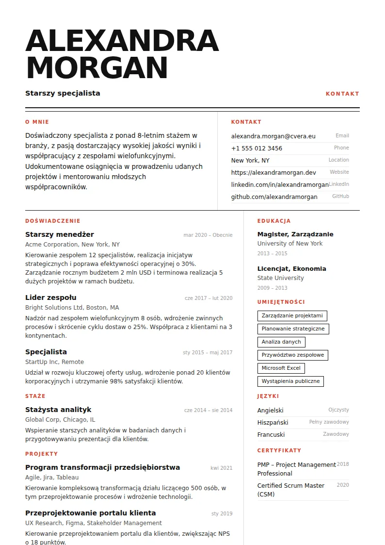 Szablon CV Monolith