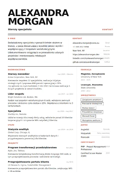 Szablon CV Monolith