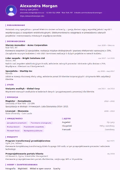 Szablon CV Musician