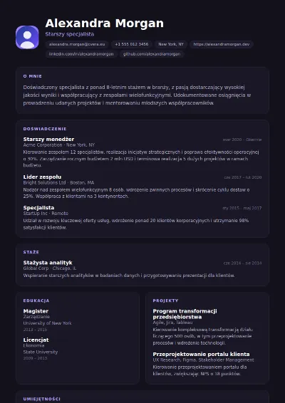 Szablon CV Nightshift