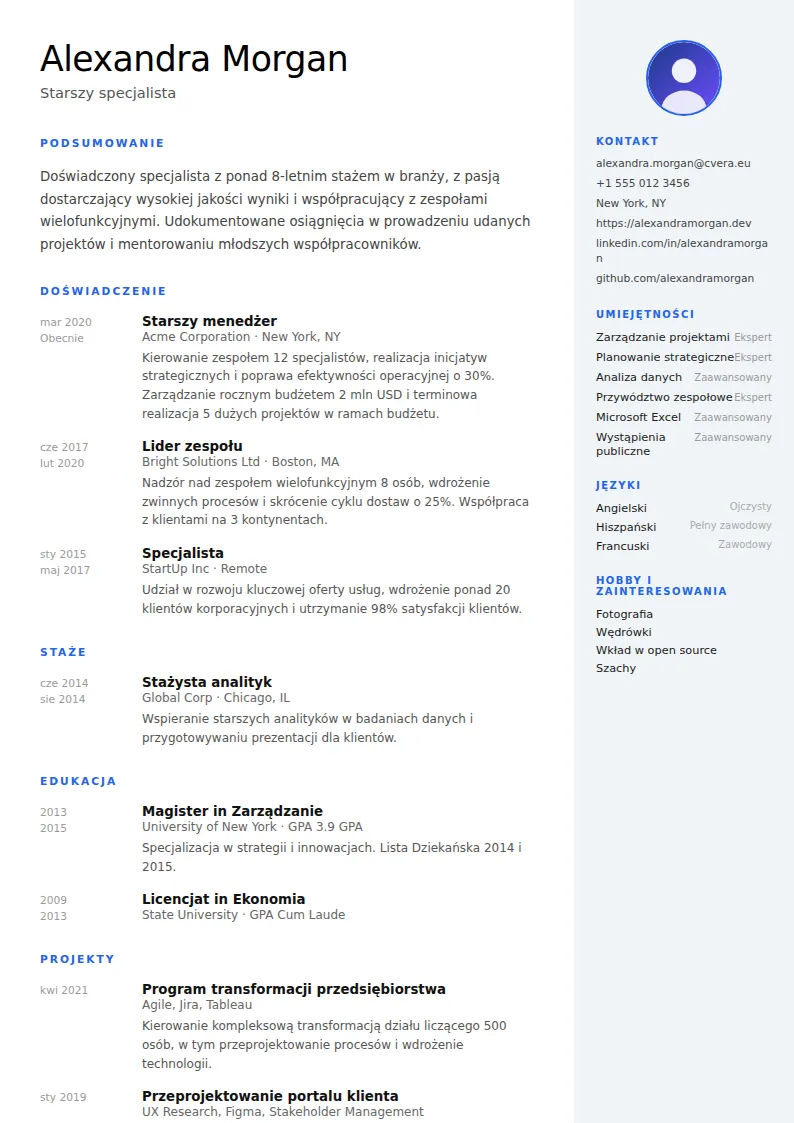 Szablon CV Nordic