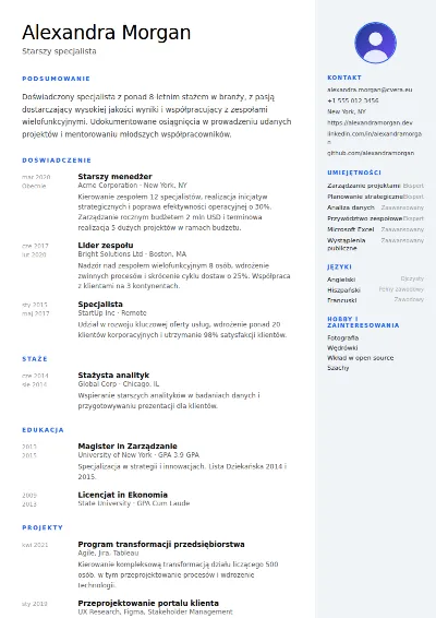 Szablon CV Nordic