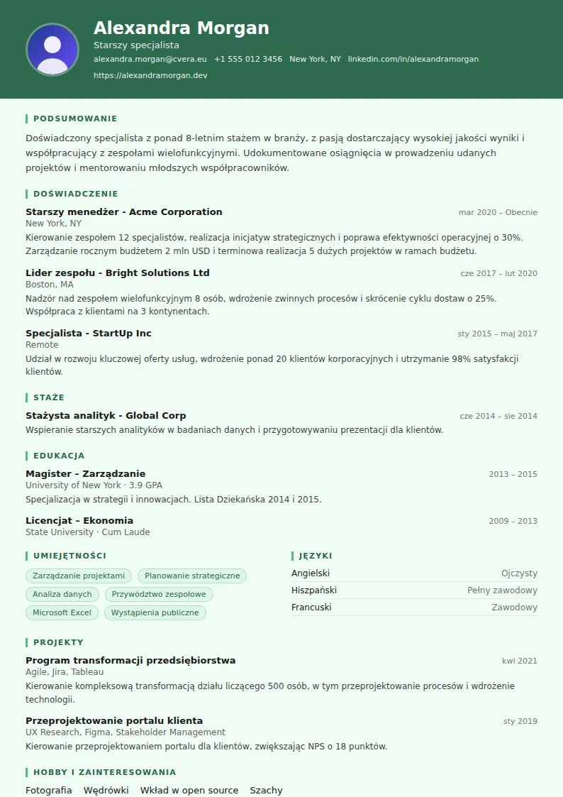 Szablon CV Nurse