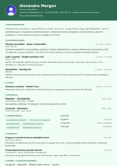 Szablon CV Nurse
