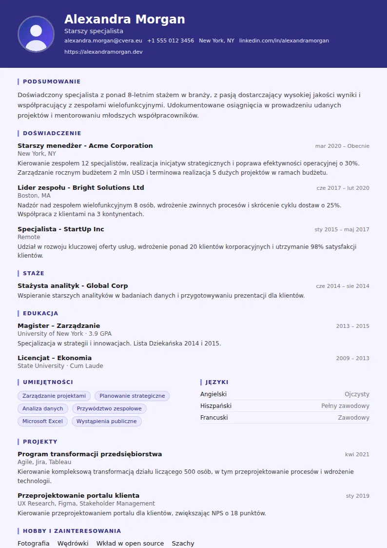 Szablon CV Paralegal