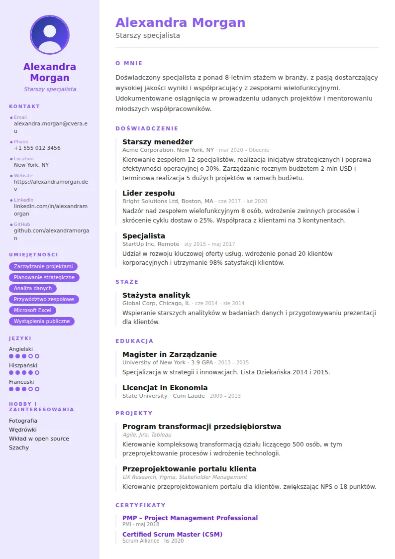 Szablon CV Pastel