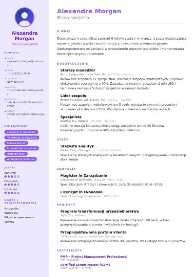 Szablon CV Pastel