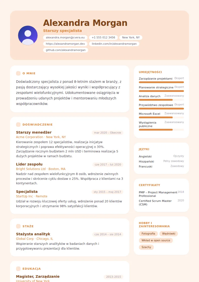 Szablon CV Peach