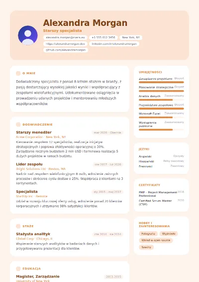 Szablon CV Peach