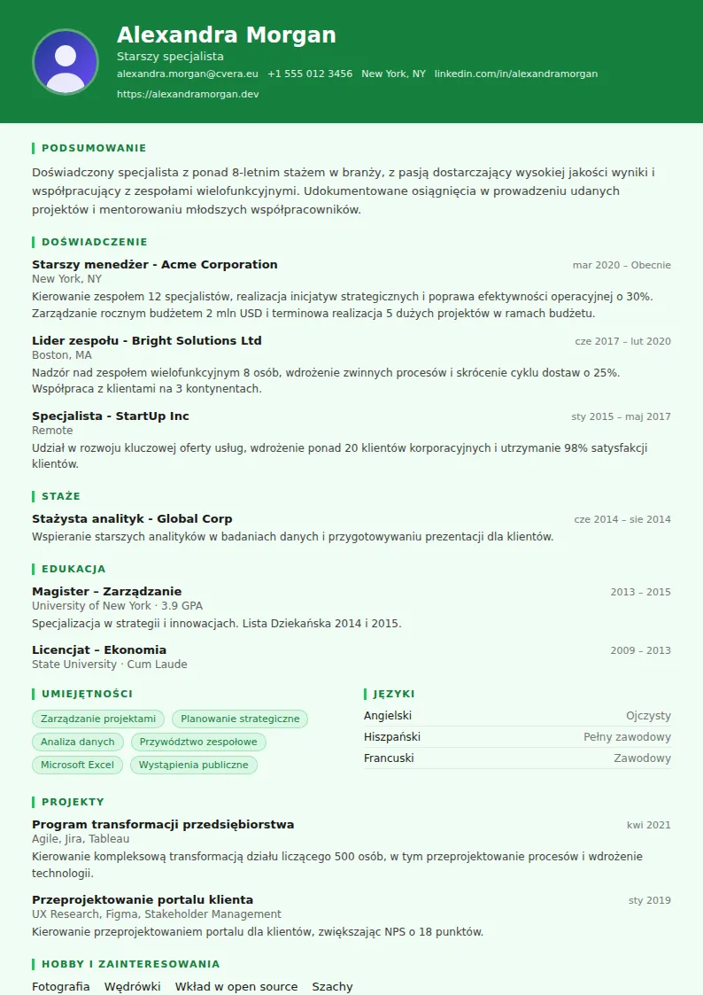 Szablon CV Pharmacist
