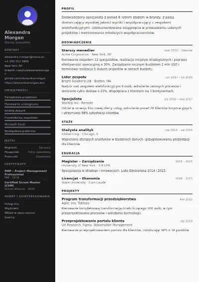 Szablon CV Photographer