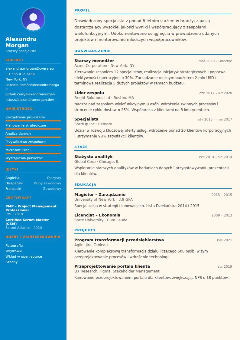 Szablon CV Physiotherapist