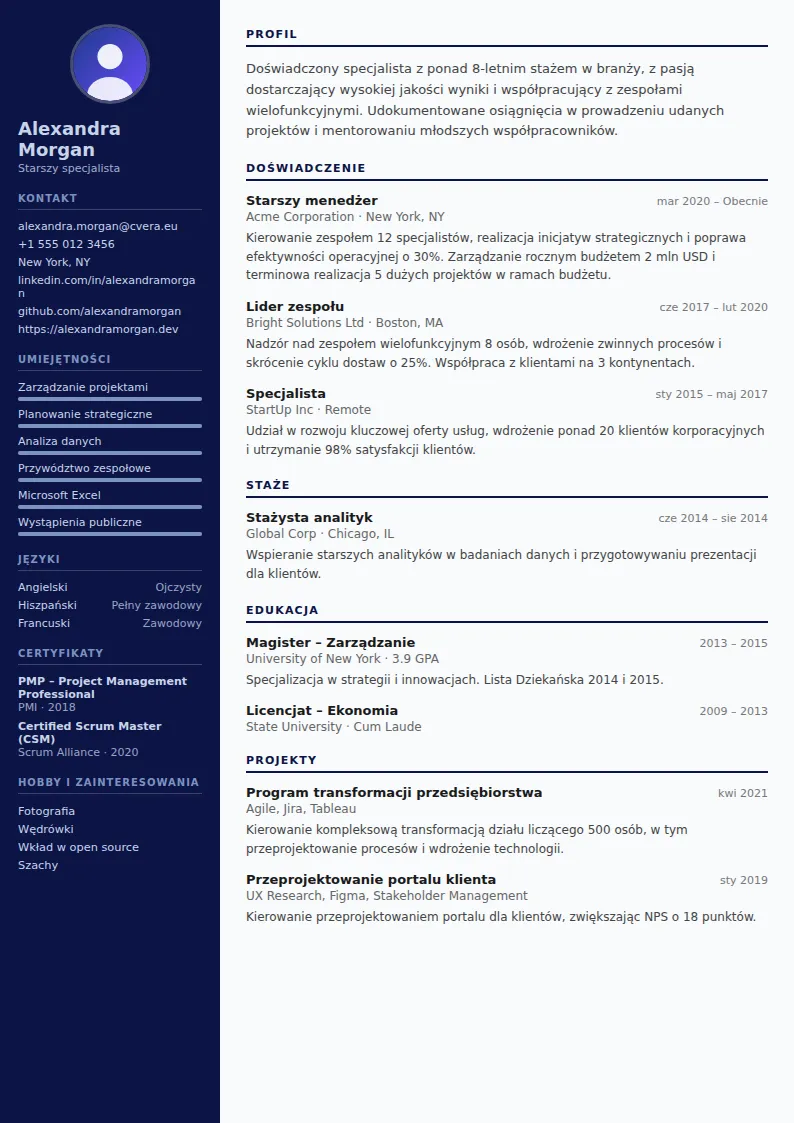 Szablon CV Pilot