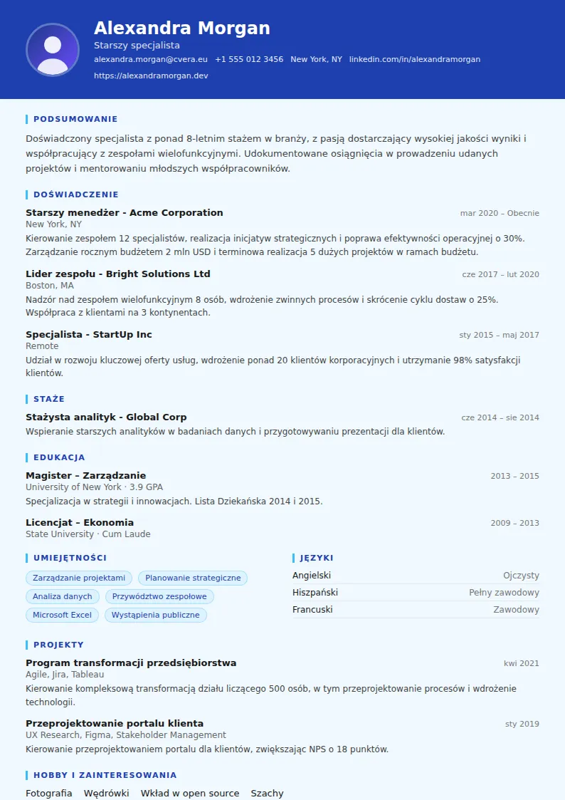 Szablon CV Plumber