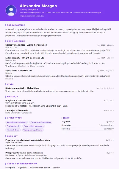 Szablon CV Psychologist