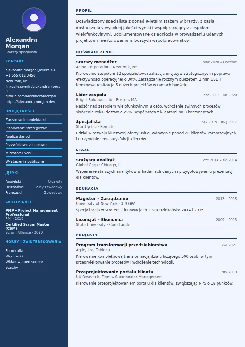 Szablon CV Radiologist