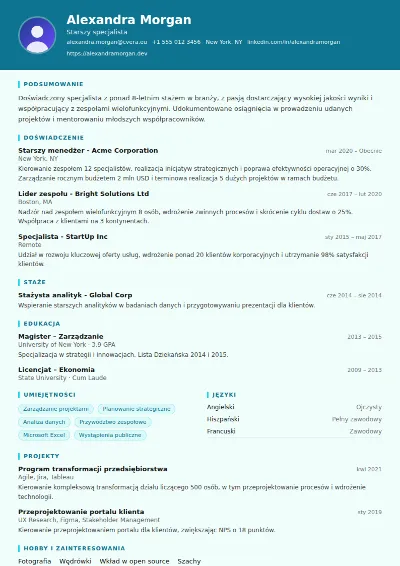 Szablon CV Scientist