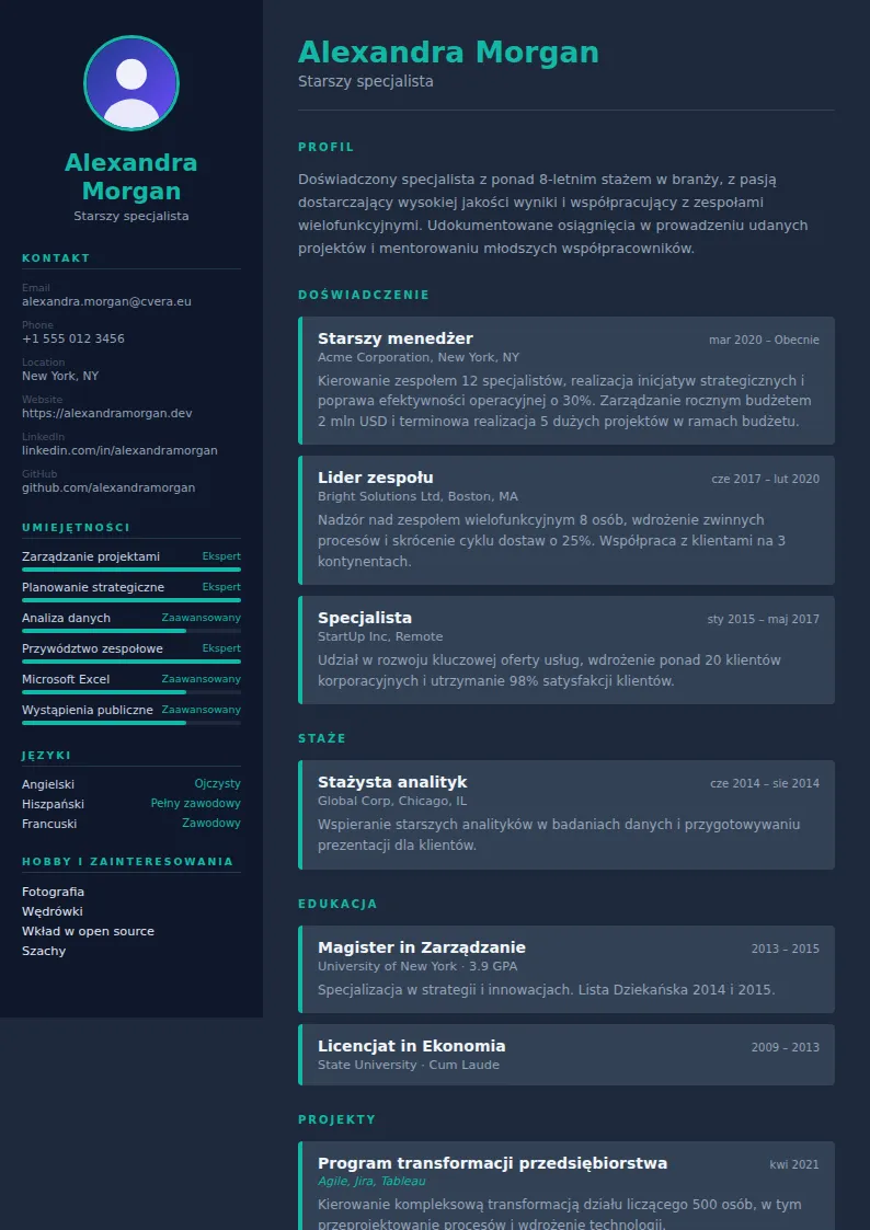 Szablon CV Slate