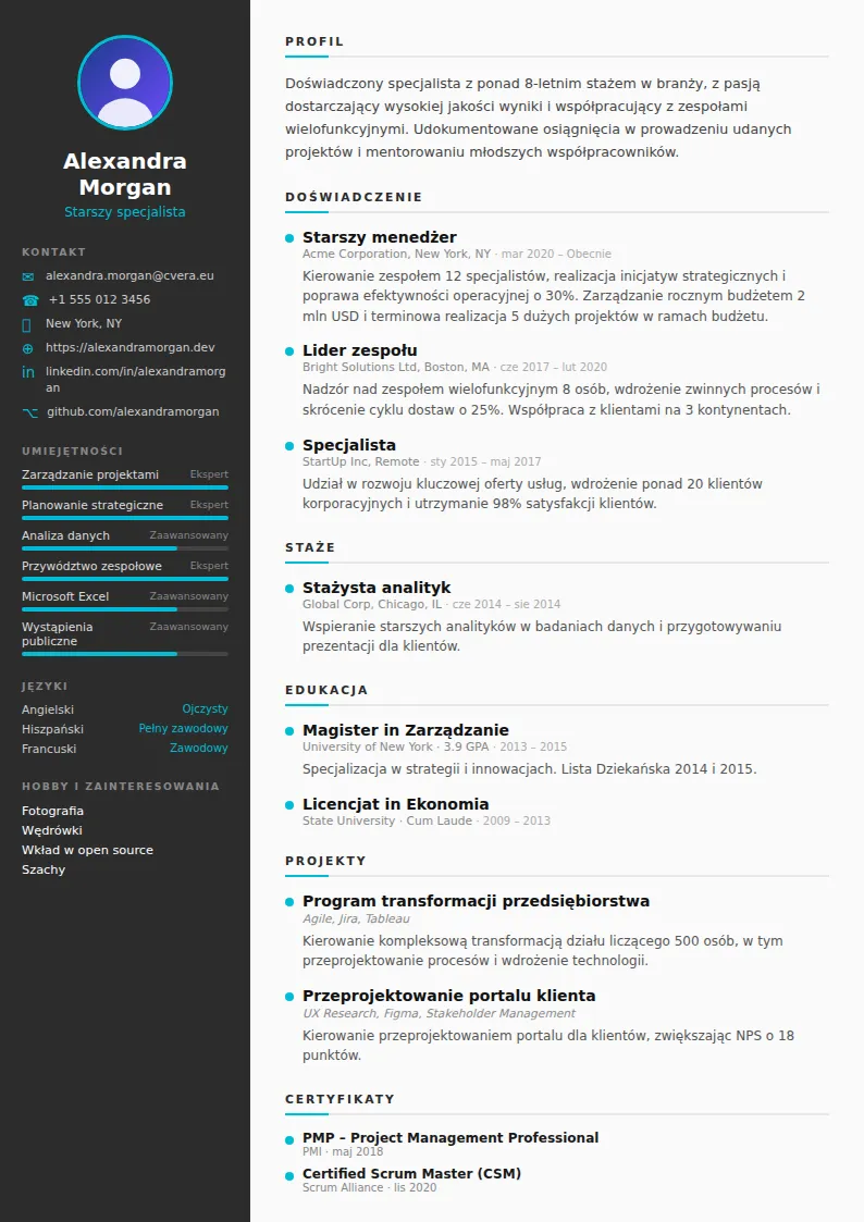 Szablon CV Sleek