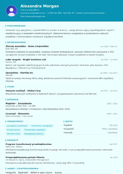 Szablon CV Social Worker