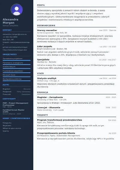 Szablon CV Software Engineer