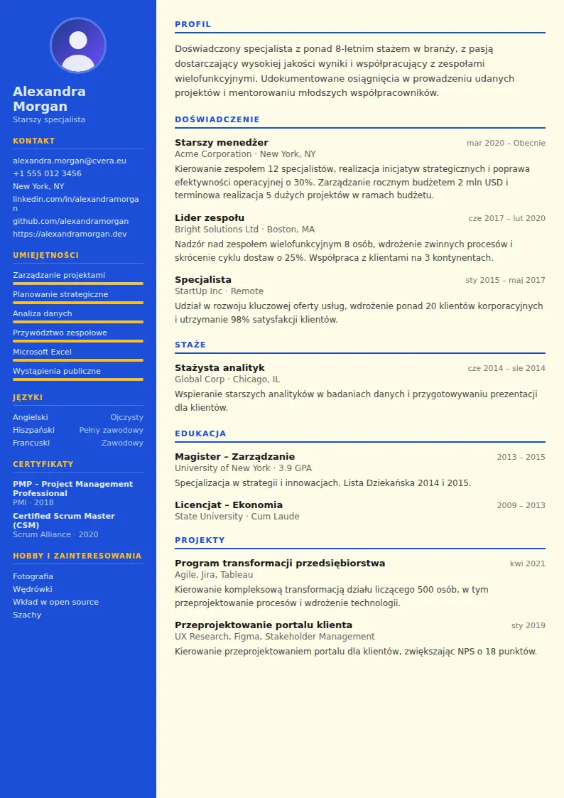 Szablon CV Teacher