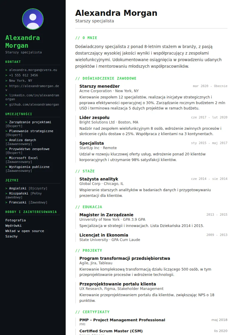 Szablon CV Tech