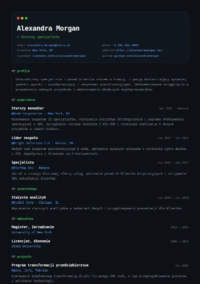 Szablon CV Terminal