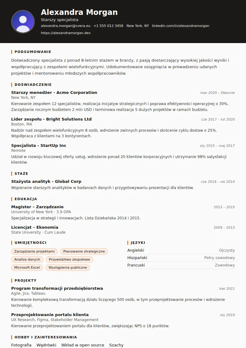 Szablon CV Truck Driver
