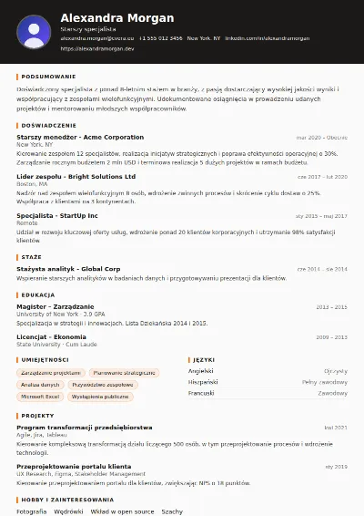 Szablon CV Truck Driver