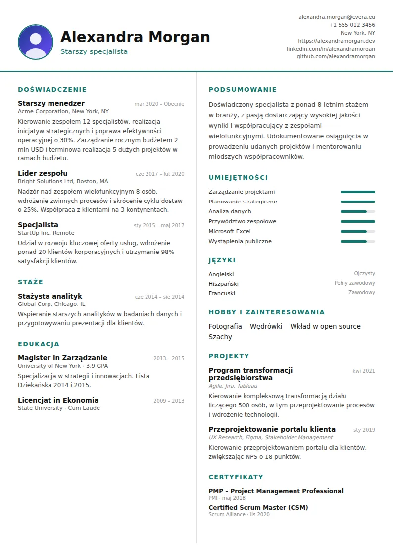 Szablon CV Two Column