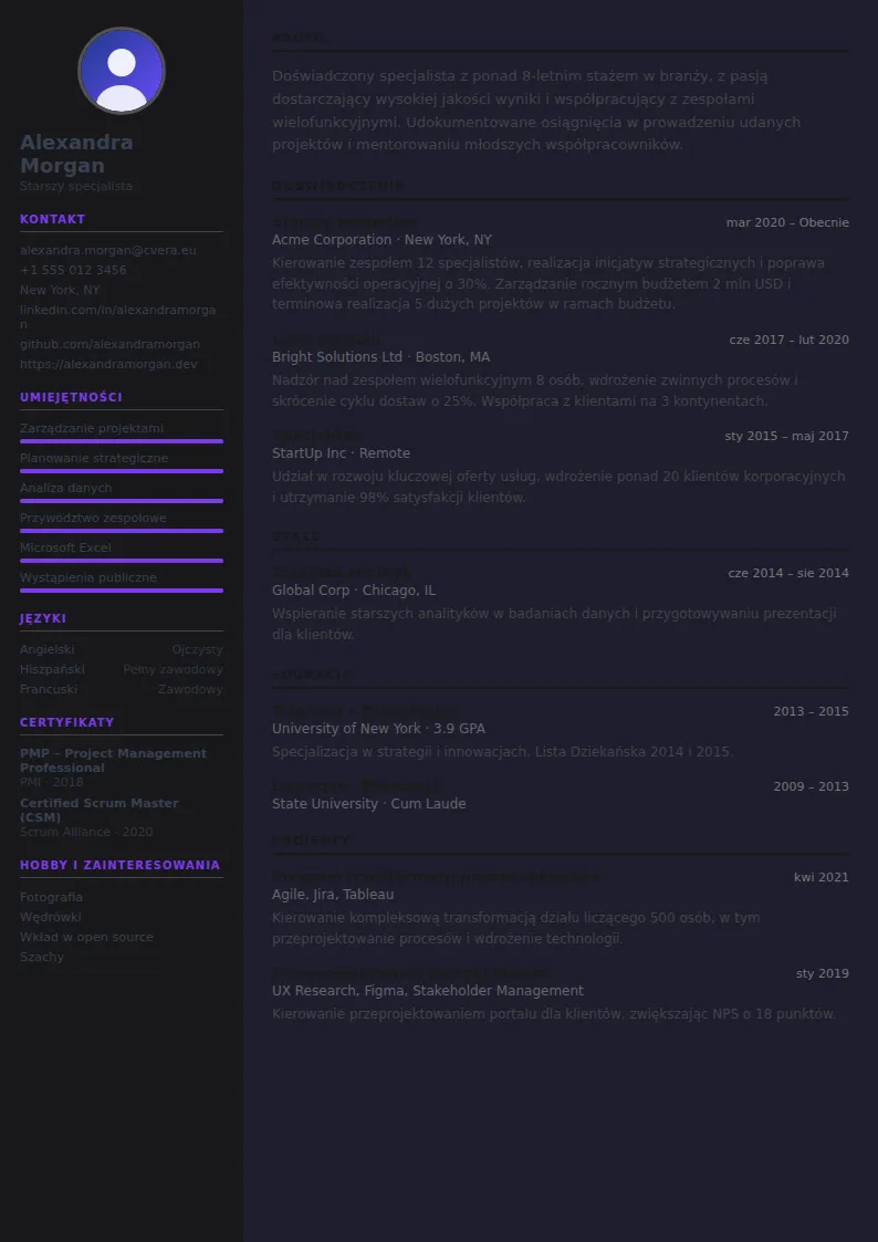 Szablon CV Video Editor