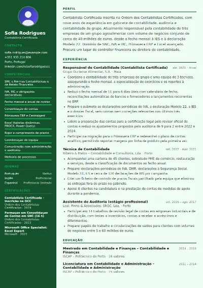 Exemplo de CV de contabilista