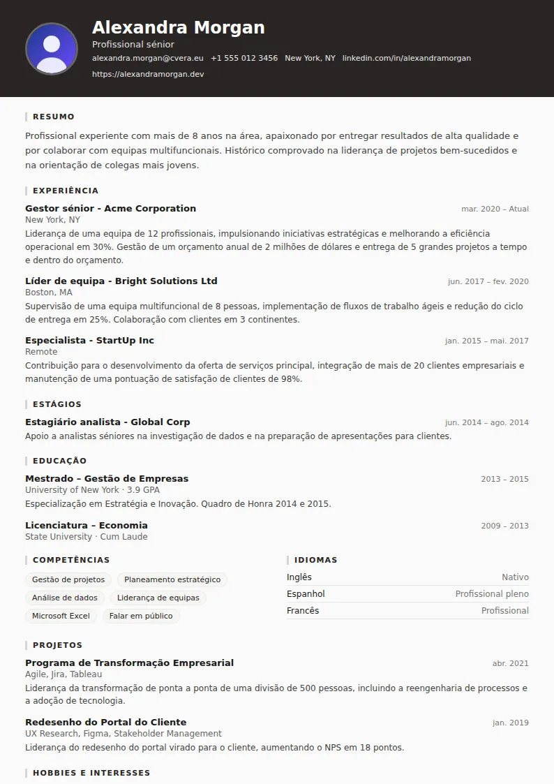 Modelo de CV Architect